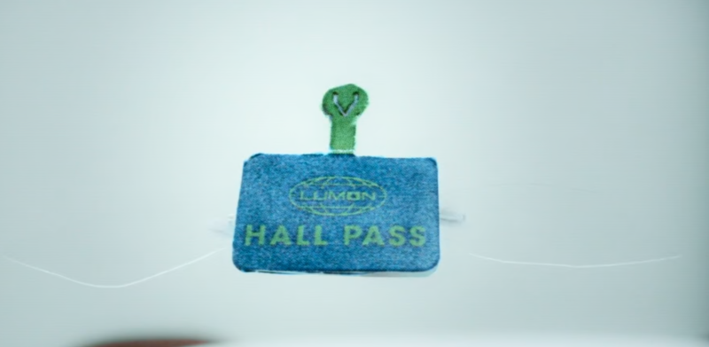 An animated hall pass from the [[claymation]]video