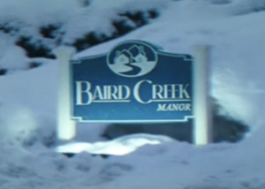 The sign at the entrance to Baird Creek Manor