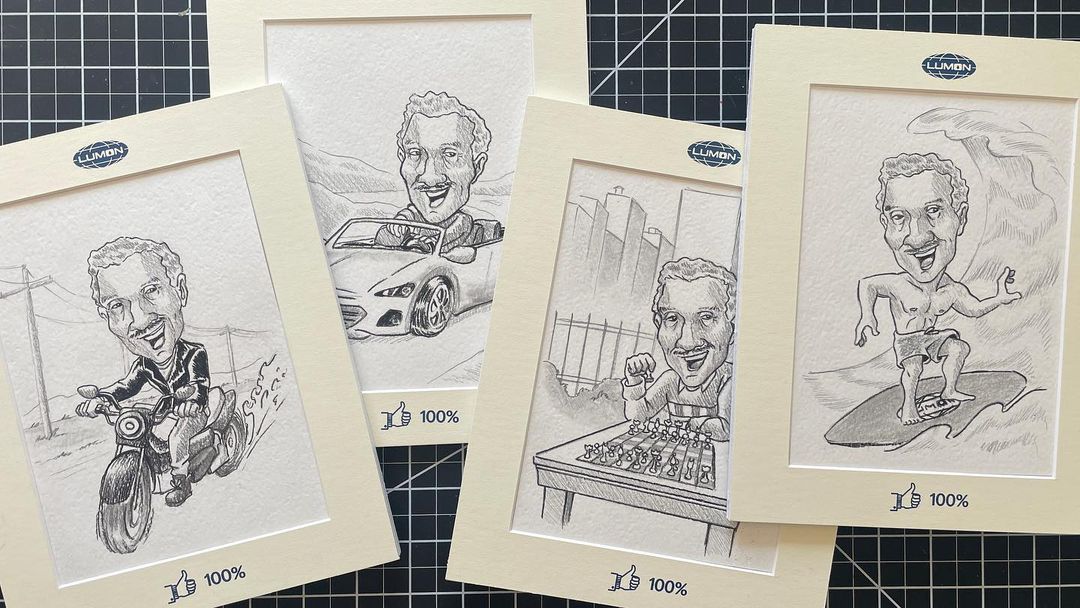 Some of Irving’s caricatures (Photo by Daniel Aviles)