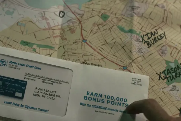 Irving’s map and credit card